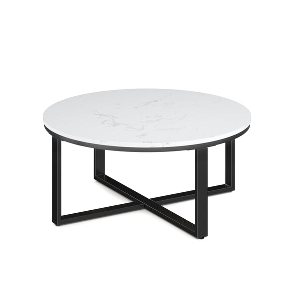 Kora 36'' Round Occasional Table with Black Metal Base