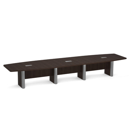 OfficeSource | OS Laminate Conference Tables | Expandable Boat Shaped Conference Table with Elliptical Base - 16'