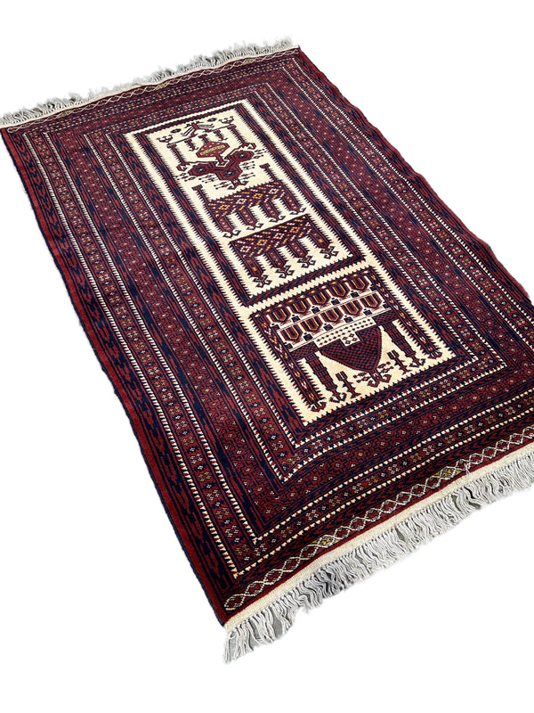 3x5 Hand-Knotted Afghan Rug – Nomad Collection Design