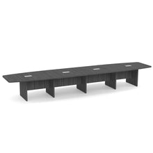 OfficeSource | OS Laminate Conference Tables | Expandable Boat Shaped Conference Table with Slab Base - 18'
