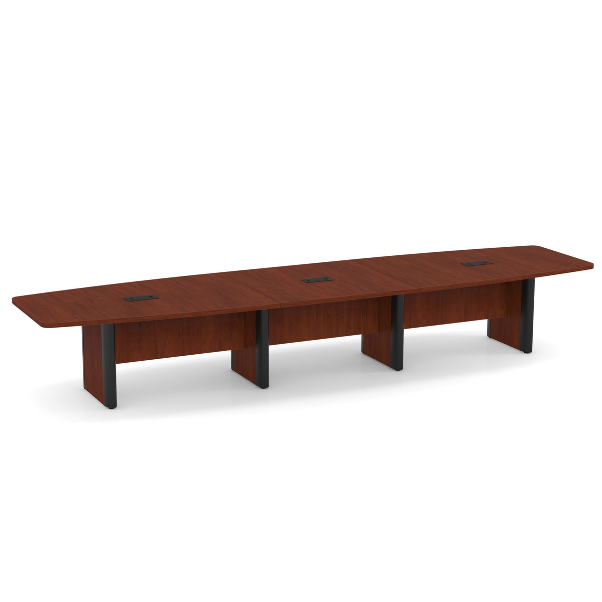 OfficeSource | OS Laminate Conference Tables | Expandable Boat Shaped Conference Table with Elliptical Base - 16'