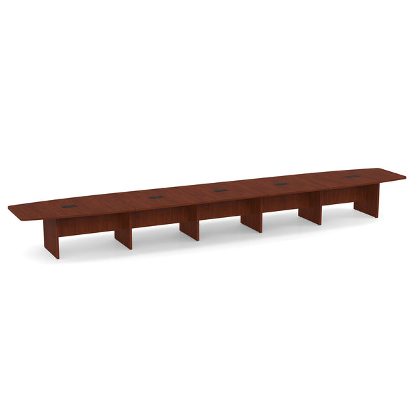 OfficeSource | OS Laminate Conference Tables | Expandable Boat Shaped Conference Table with Slab Base - 24'