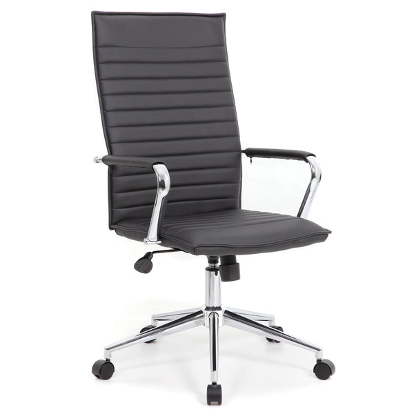 OfficeSource | Ridge | Executive High Back, Ribbed Back  Task Chair w/Chrome Base