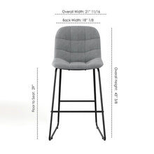 Jaden Full-back Fabric Stool - Set of 2