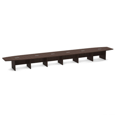 OfficeSource | OS Laminate Conference Tables | Expandable Boat Shaped Conference Table with Slab Base - 26'