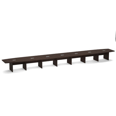 OfficeSource | OS Laminate Conference Tables | Expandable Boat Shaped Conference Table with Slab Base - 30'
