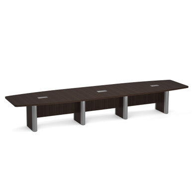 OfficeSource | OS Laminate Conference Tables | Expandable Boat Shaped Conference Table with Elliptical Base - 16'