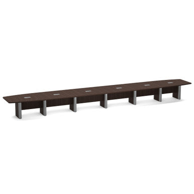 OfficeSource OS Laminate Conference Tables - Expandable Boat Shaped Conference Table with Elliptical Base - 28'