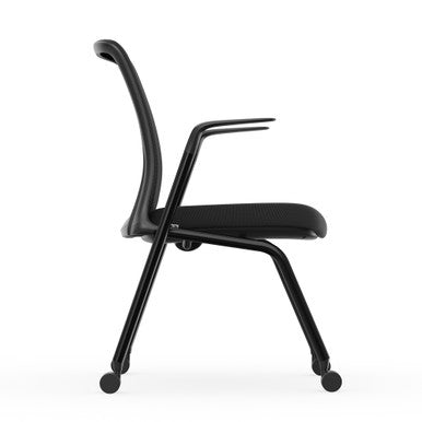 OfficeSource Orion Nesting Chair with Arms and Black Frame - Set of 2