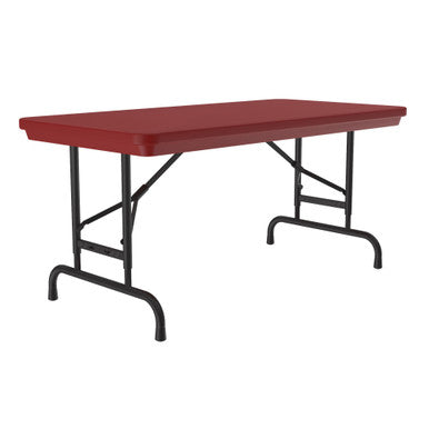 OfficeSource | Colorful Blow Mold Folding Tables | Adjustable Height Blow Mold Table - 48'' x 24''