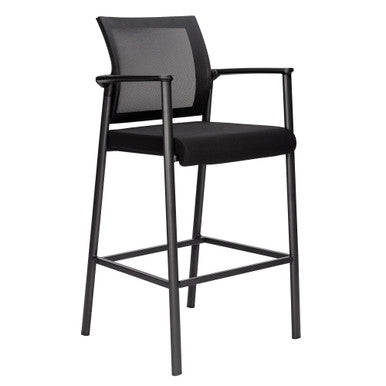 OfficeSource Oslo Mesh Back Stool with Arms and Black Frame