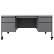 OfficeSource | Whitley | 60''W Mobile Double Pedestal Teacher's Desk