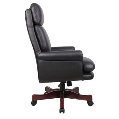 OfficeSource | Lancaster Collection | High Back Executive Swivel with Mahogany Frame