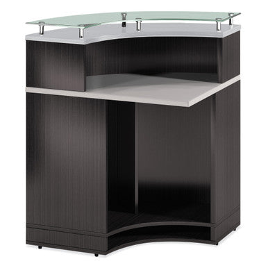 OfficeSource Cosmo Collection Curved Glass Top Reception Desk - 31.5''W x 31.5''D