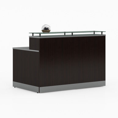 OfficeSource Cosmo Collection Glass Top Reception Desk - 63''W x 32''D