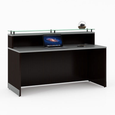 OfficeSource Cosmo Collection Glass Top Reception Desk - 63''W x 32''D