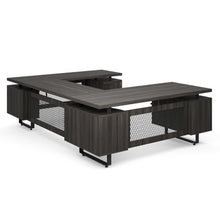 OfficeSource | Palisades | U Shape Double Pedestal Desk with Reversible Bridge
