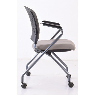 OfficeSource | Perch | Nesting Chair with Arms and Casters, Titanium Frame