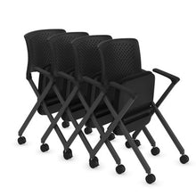 OfficeSource | Julep | Nesting Chair with Arms and Casters, Black Frame