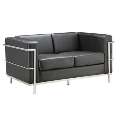 OfficeSource | Madison | Loveseat with Chrome Frame