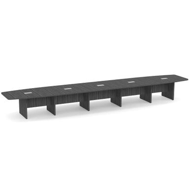 OfficeSource | OS Laminate Conference Tables | Expandable Boat Shaped Conference Table with Slab Base - 22'