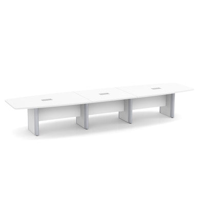 OfficeSource | OS Laminate Conference Tables | Expandable Boat Shaped Conference Table with Elliptical Base - 16'