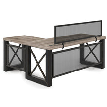 OfficeSource | Riveted | 71''W Industrial Desk with Metal X Base