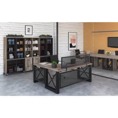 OfficeSource | Riveted | Industrial Mobile Cabinet with Metal Mesh Doors