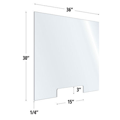 OfficeSource SafeGuard Barrier Collection Clear Acrylic Screen with Transaction Cutout - 36''W x 30''H