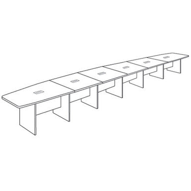 OfficeSource | OS Laminate Conference Tables | Expandable Boat Shaped Conference Table with Slab Base - 26'