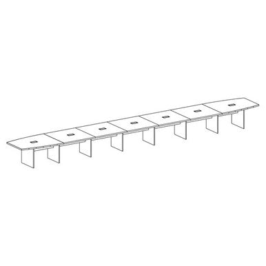 OfficeSource | OS Laminate Conference Tables | Expandable Boat Shaped Conference Table with Slab Base - 30'